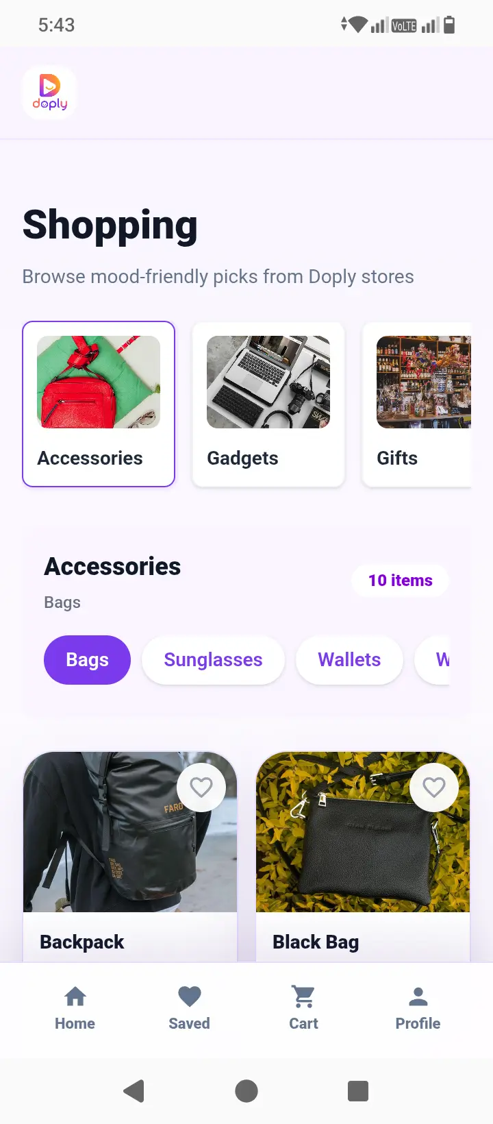 Doply shopping category screen